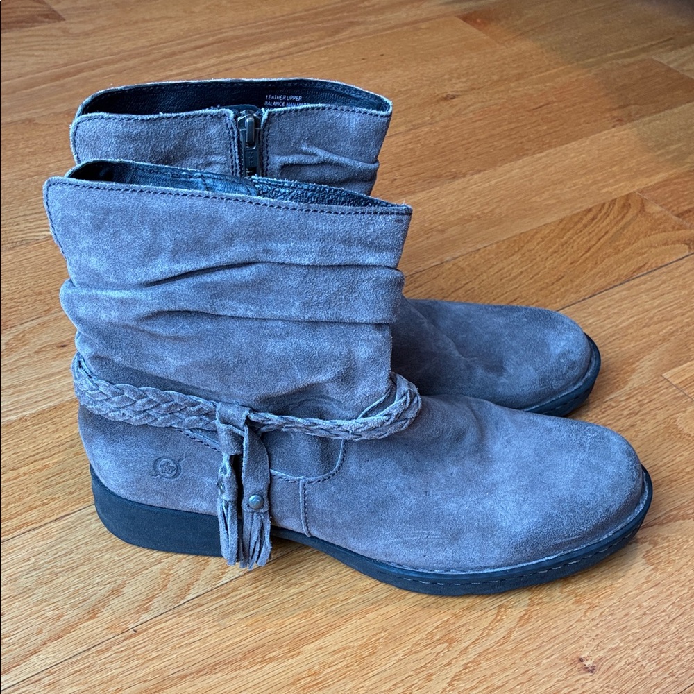 Born Suede Braided-Accent Ankle Boots